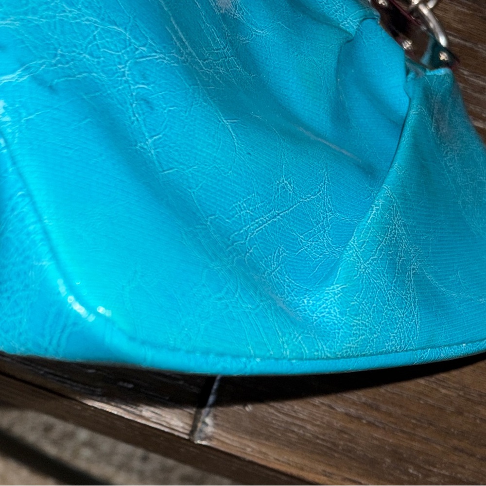 Turquoise Patent Wristlet Clutch - Picture 7 of 8